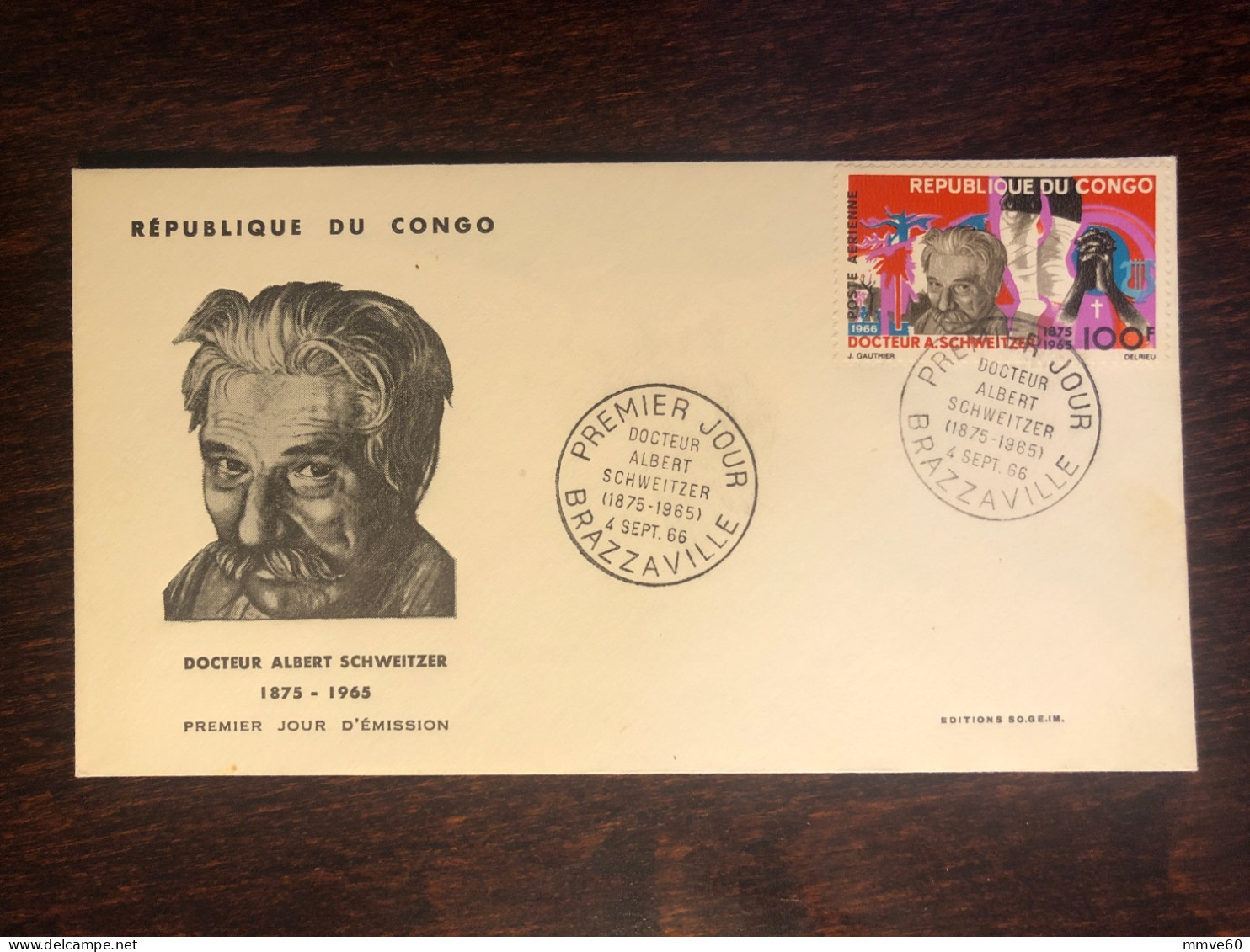 CONGO FDC COVER 1966 YEAR SCHWEITZER HEALTH MEDICINE STAMPS - FDC