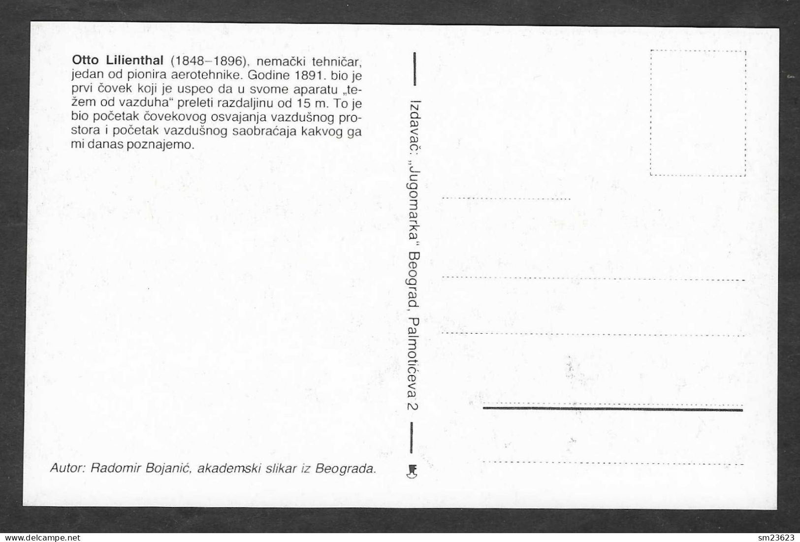 Jugoslawien  1991 , Otto Lilienthal / Pilot - Maximum Card - First Day SS NOVS GORICA 1.4.1991 - Cartes-maximum