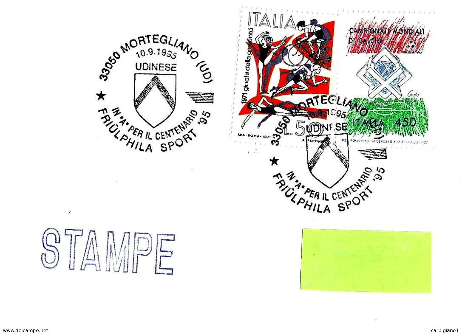 ITALIA ITALY - 1995 MORTEGLIANO (UD) Udinese Calcio In A Per Il Centenario Su Busta Viaggiata - 7832 - 1991-00: Storia Postale