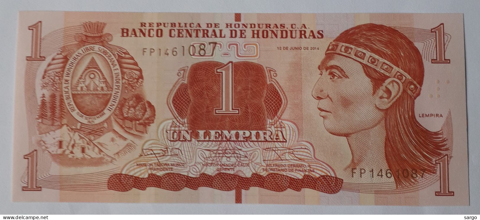 HONDURAS - 1 LEMPIRA - P 96 B (2014) - UNC - BANKNOTES - PAPER MONEY - CARTAMONETA - - Honduras