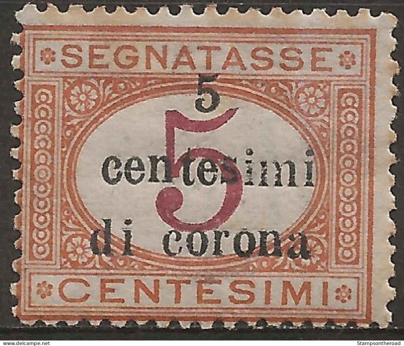 TRTTSx1NA,1919 Terre Redente - Trento E Trieste, Sassone Nr. 1, Segnatasse Nuovo Senza Linguella **/ - Trentin & Trieste