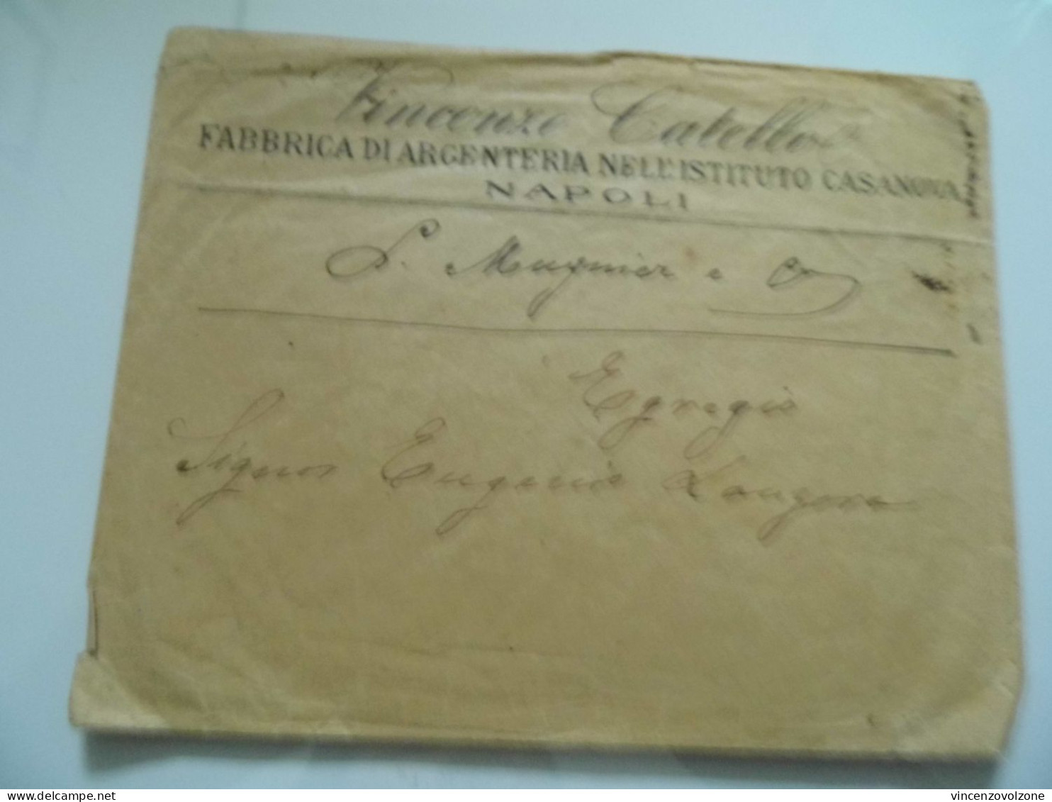 Busta Pubblicitaria "Vincenzo Catello FABBRICA DI ARGENTERIA NELL'ISTITUTO CASANOVA - NAPOLI" - Storia Postale