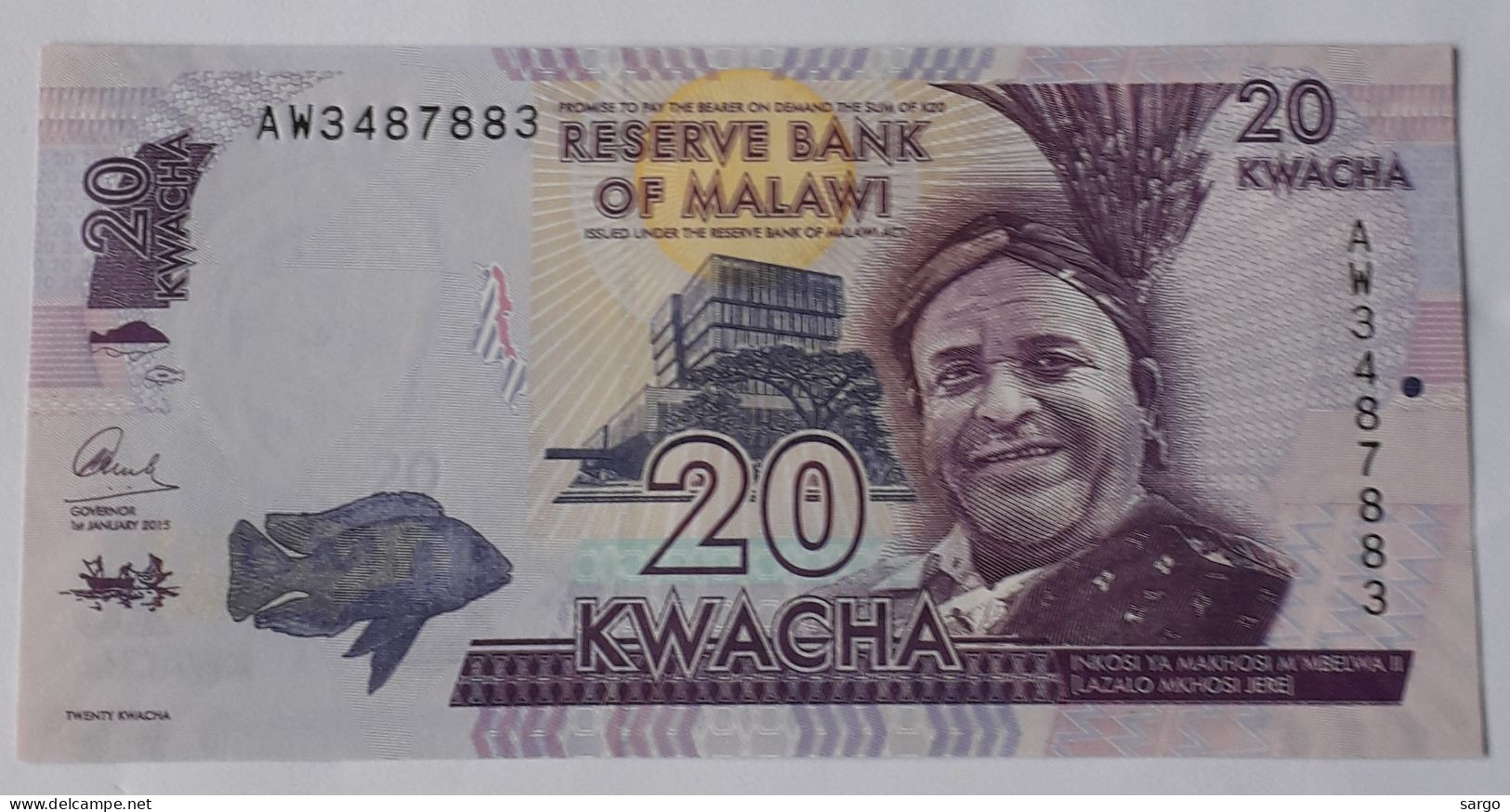 MALAWI -  20 KWACHA  - P 63 B  (2015) - UNC - BANKNOTES - PAPER MONEY - CARTAMONETA - - Malawi