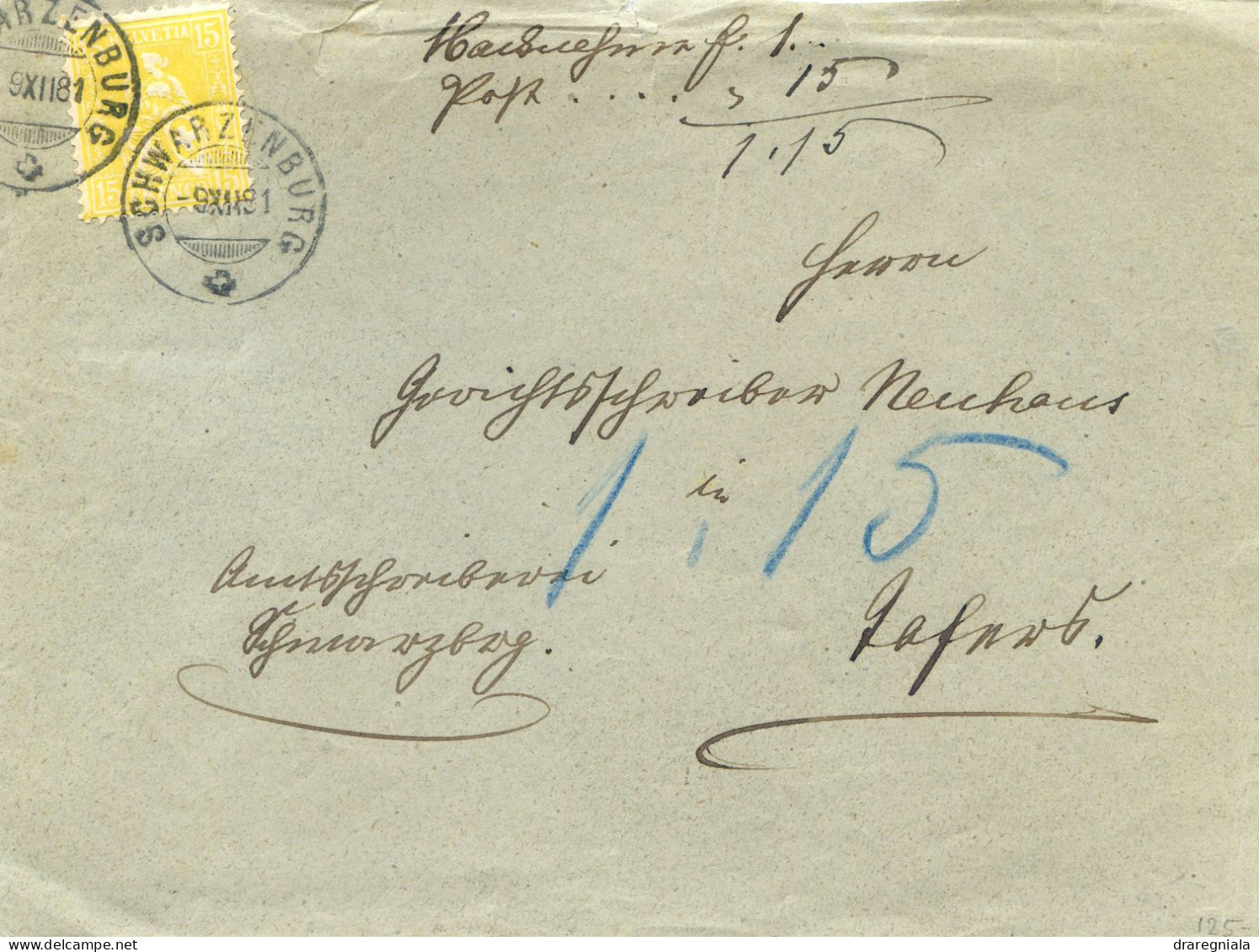 Lettre Avec Cachet De Schwarzenburg 9 XII 81- Timbre Helvétia Assise N°39 - Brieven En Documenten