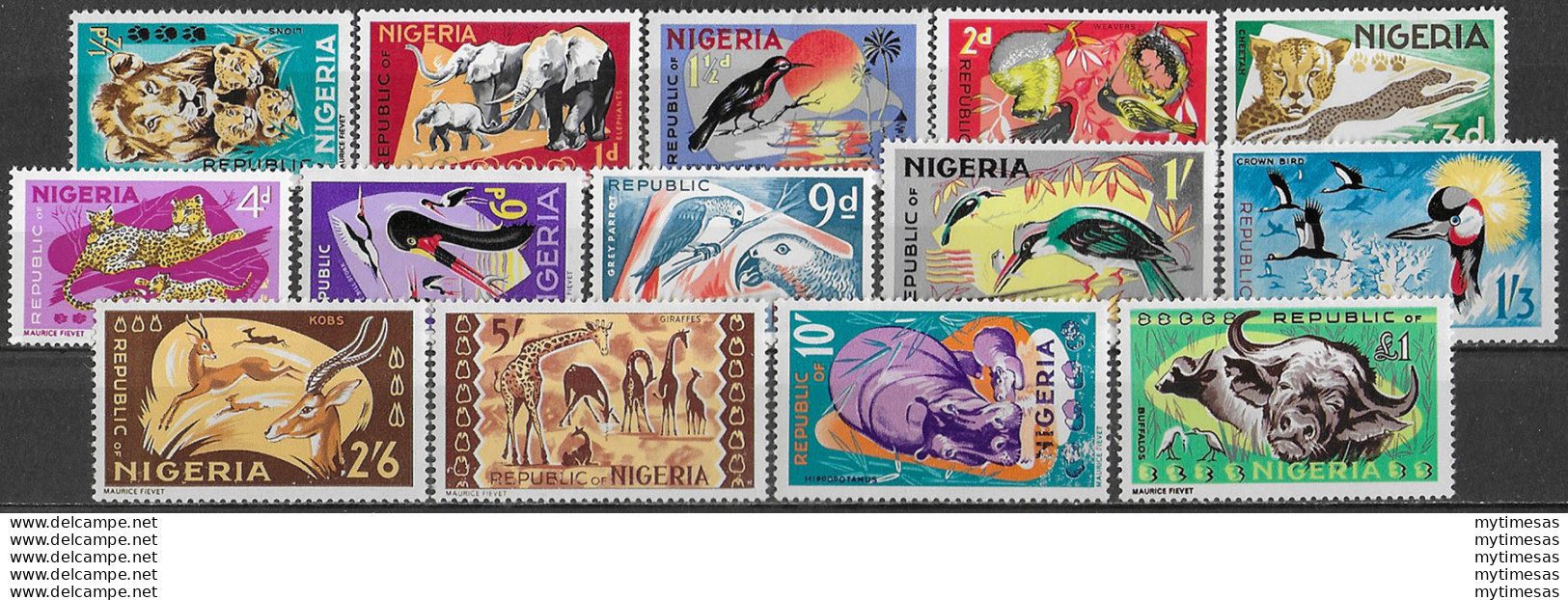 1965-66 Nigeria Animali 14v. MNH SG N. 172/85 - Nigeria (1961-...)