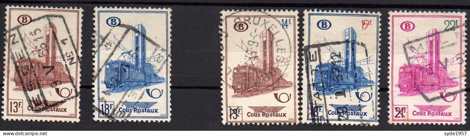 Belgique Chemin De Fer 1954-1956 COB CF355, 356, 358, 359, 360,  5 Timbres Oblitérés, - Usados