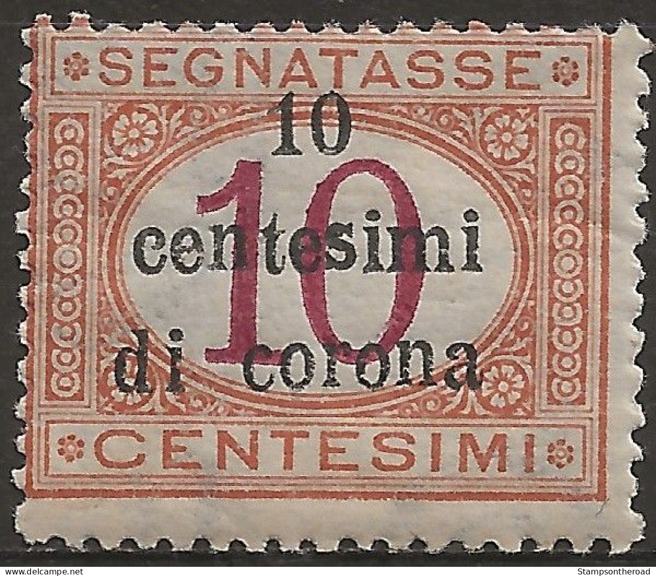 TRTTSx2N,1919 Terre Redente - Trento E Trieste, Sassone Nr. 2, Segnatasse Nuovo Senza Linguella **/ - Trentino & Triest
