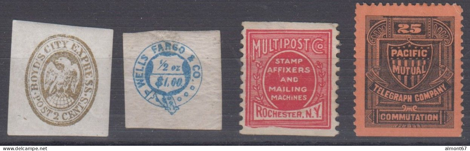 ETATS UNIS -  4 Timbres ( Les 2 Premiers * * , Les 2 Autres Sans Gomme - Poste Locali