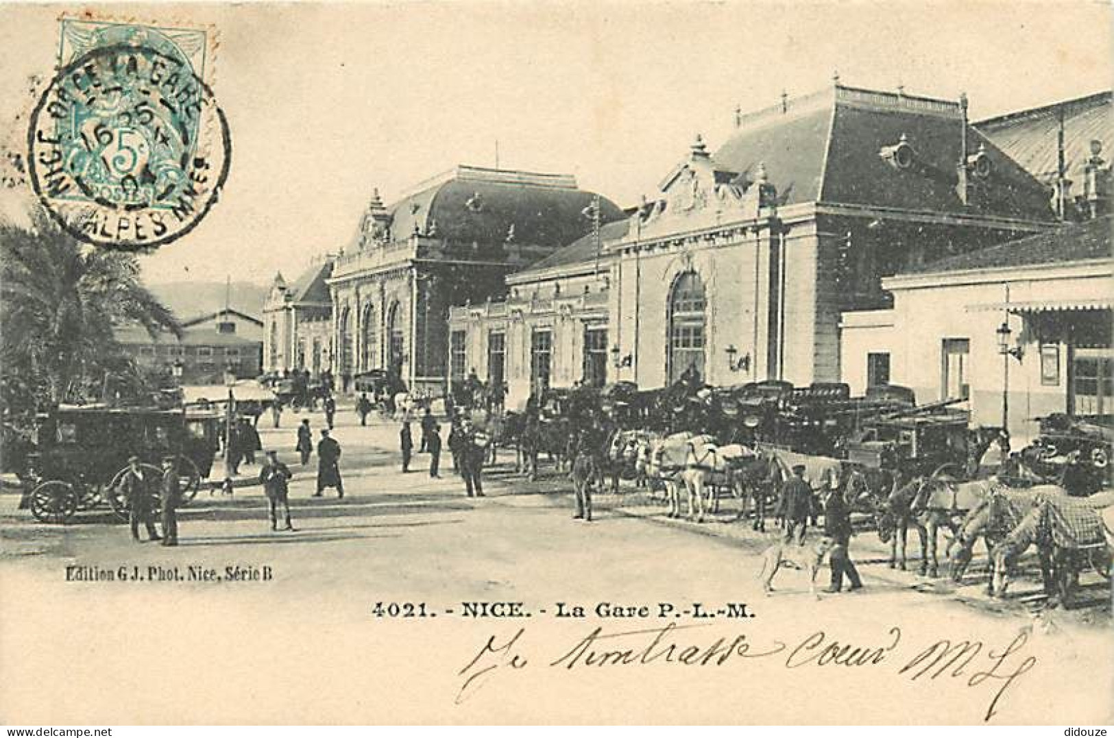 06 - Nice - La Gare - Animée - Attelages De Chevaux - Précurseur - CPA - Oblitération Ronde De 1904 - Voir Scans Recto-V - Ferrovie – Stazione