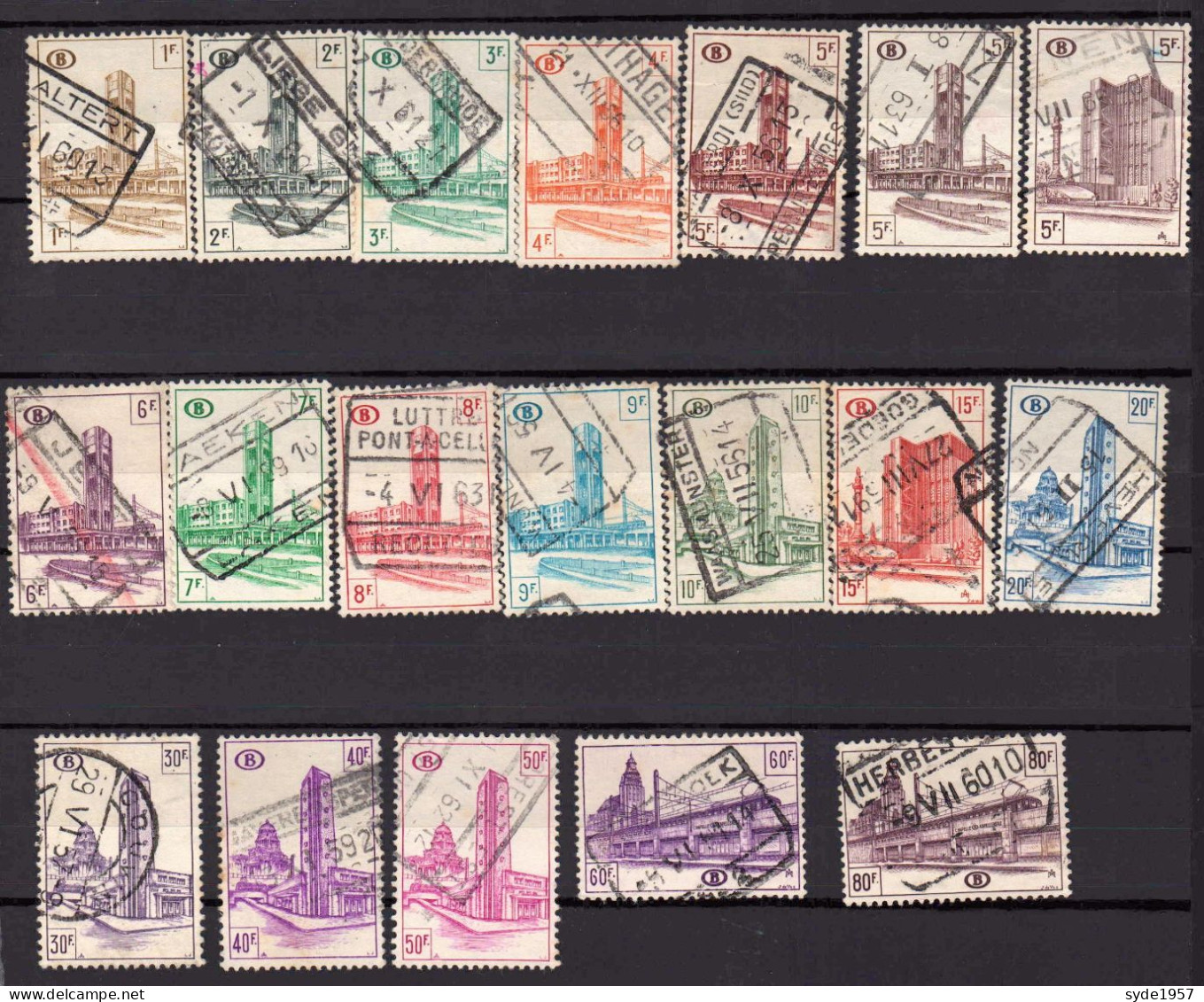 Belgique Chemin De Fer 1953-1957 COB CF336 à , CF354B,  22  Timbres Oblitérés,(complet Sauf 353a (cote Totale > 6€)) - Usados