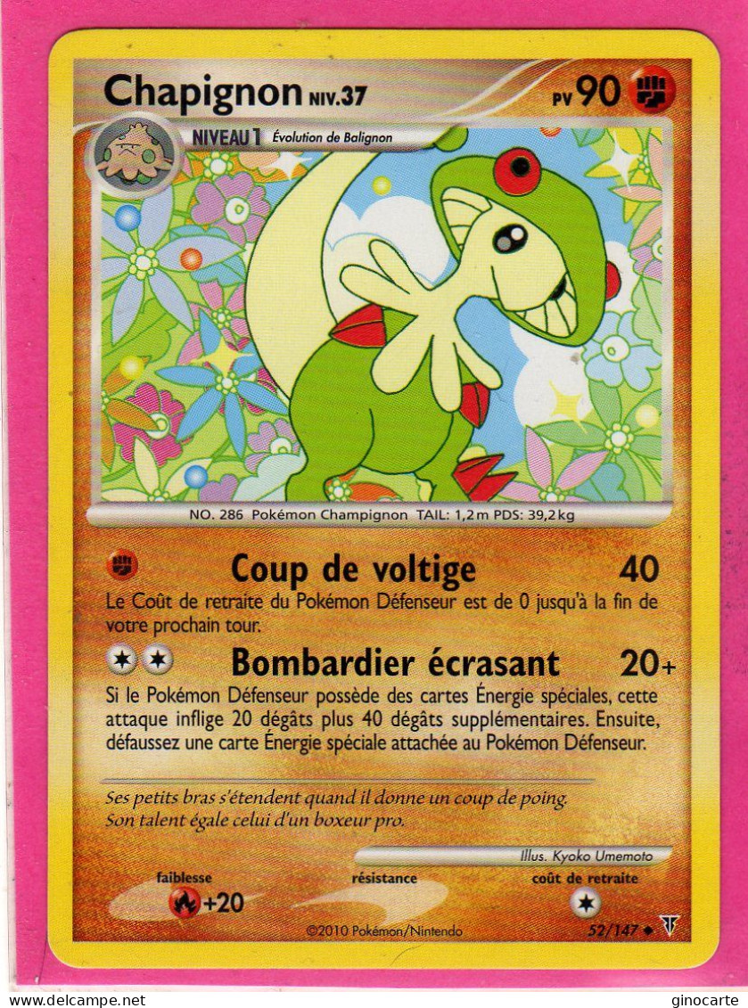 Carte Pokemon Francaise 2010 Platine Vainqueur Suppreme 52/147 Chapignon 90pv Neuve - Platine