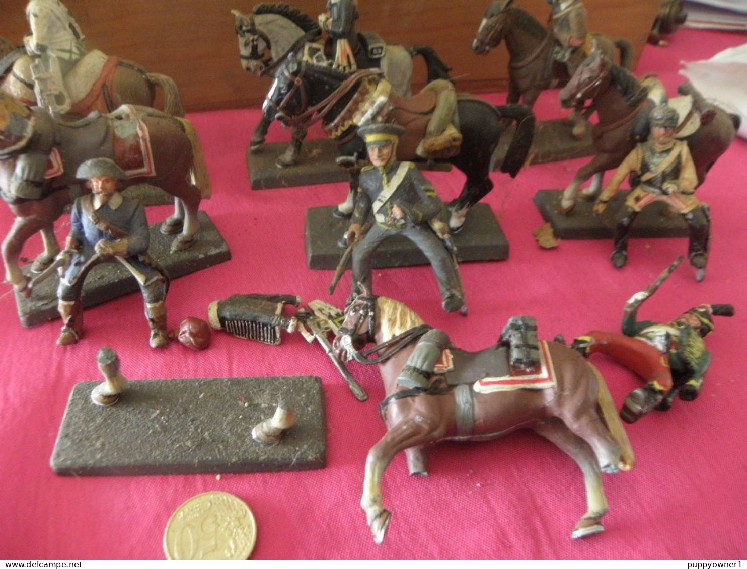 7 Vintage Chevaliers à Cheval DEA By Cassandra En Plomb - Soldatini Di Piombo