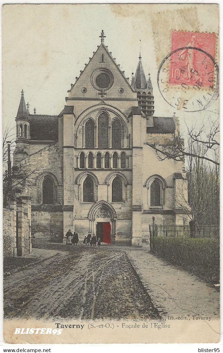 Taverny (95) Facade De L Eglise , Envoyée En 1906 - Taverny