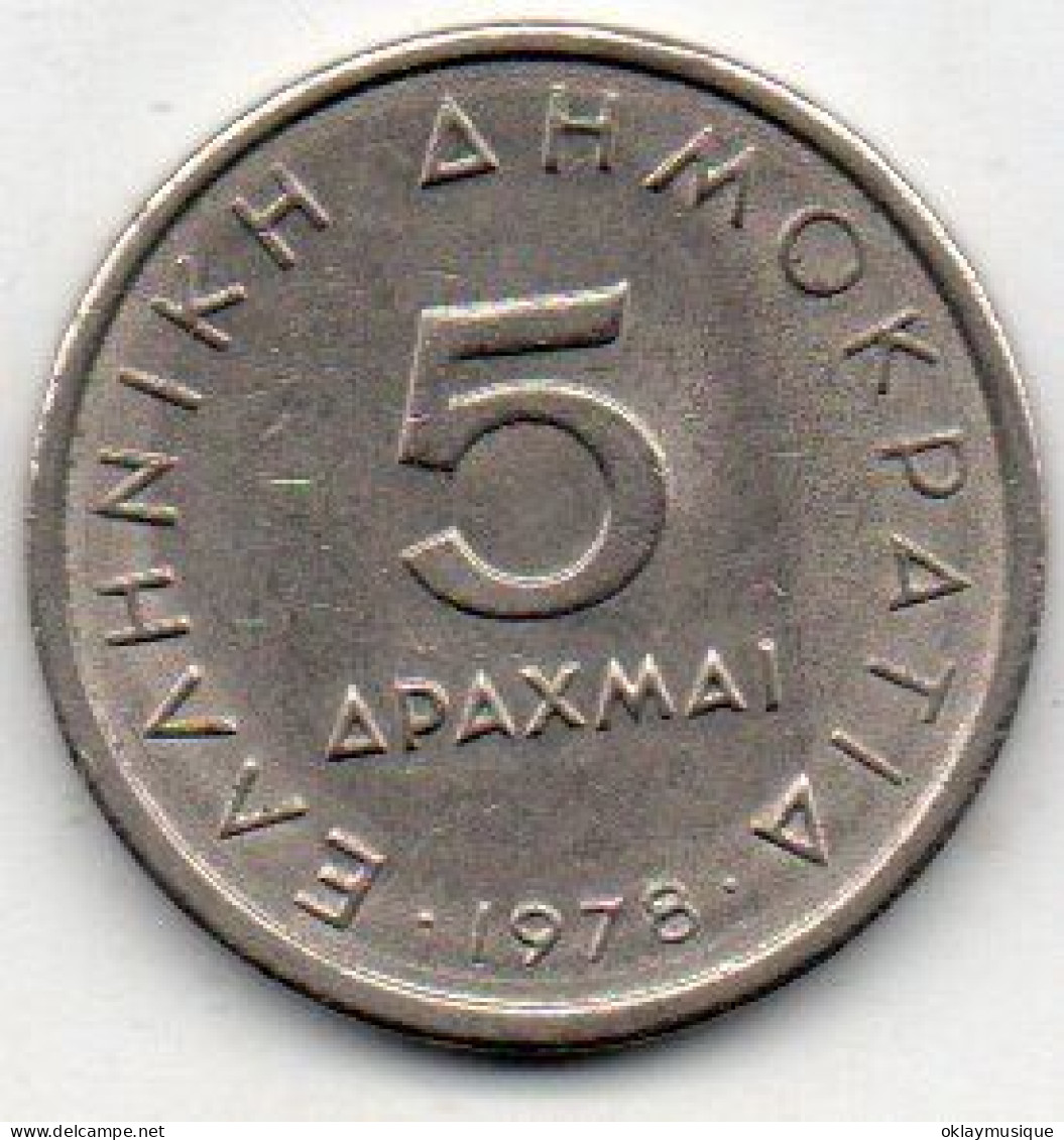 Grece 5 Drachmai 1978 - Grecia