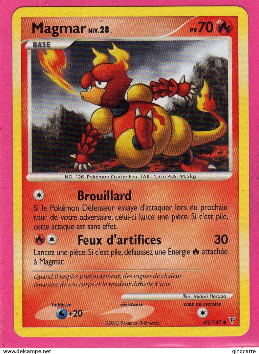 Carte Pokemon Francaise 2010 Platine Vainqueur Suppreme 65/147 Magmar 70pv Neuve - Platin