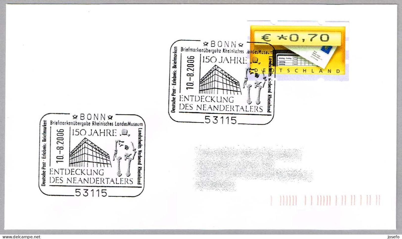 150 Años Descubrimiento HOMBRE DE NEANDERTAL. Bonn 2006 - Préhistoire