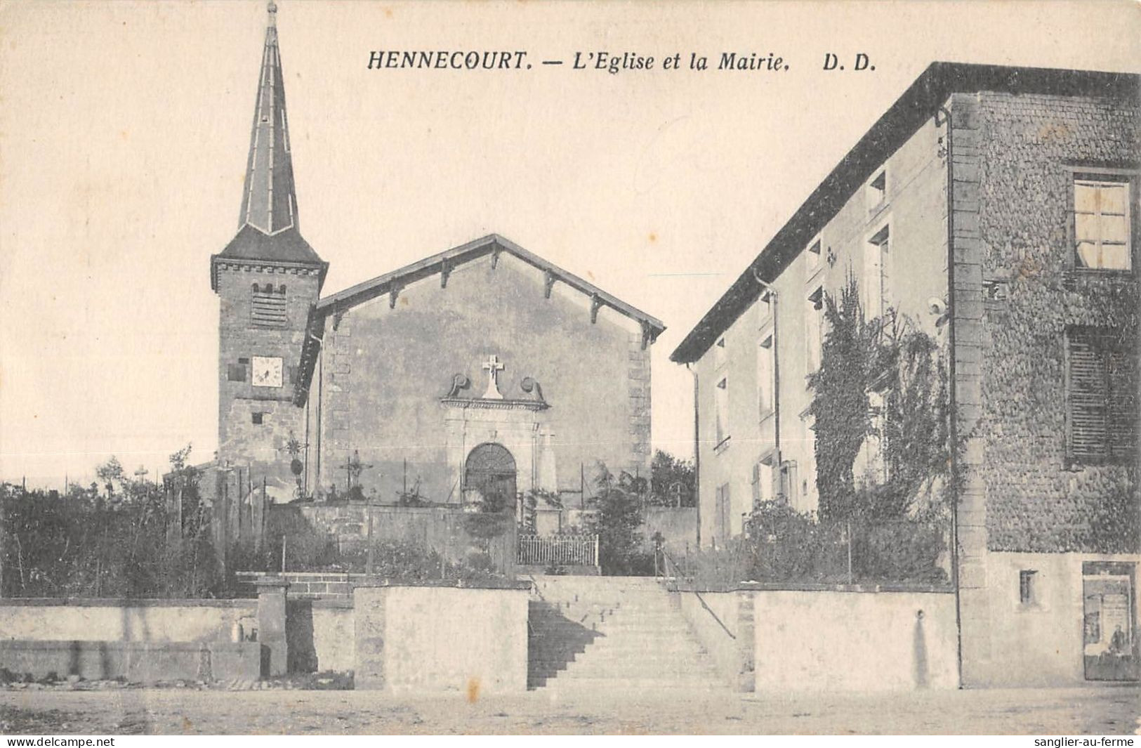 CPA 88 HENNECOURT / EGLISE / MAIRIE - Other & Unclassified
