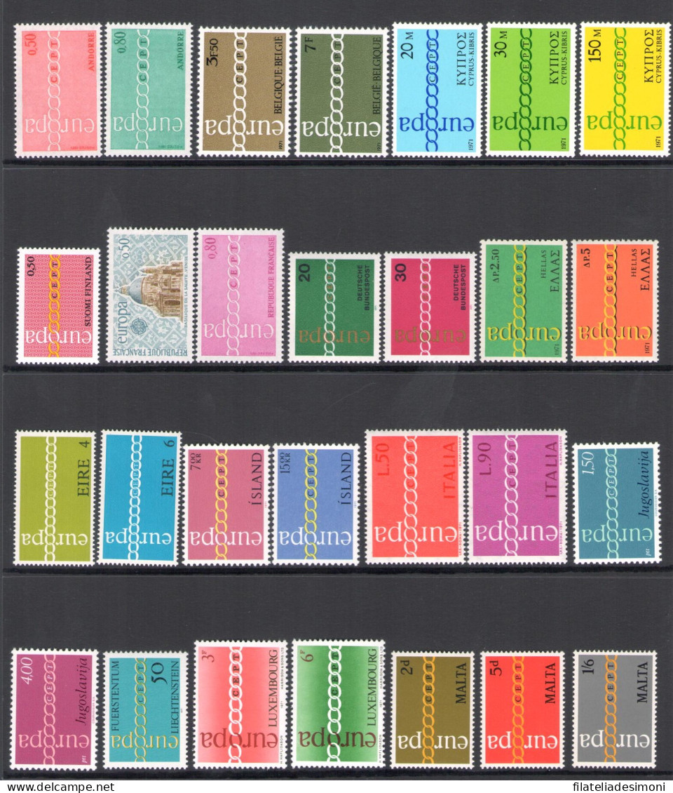 1971 EUROPA CEPT, Annata Completa, 21 Paesi 44 Valori MNH** - Komplette Jahrgänge