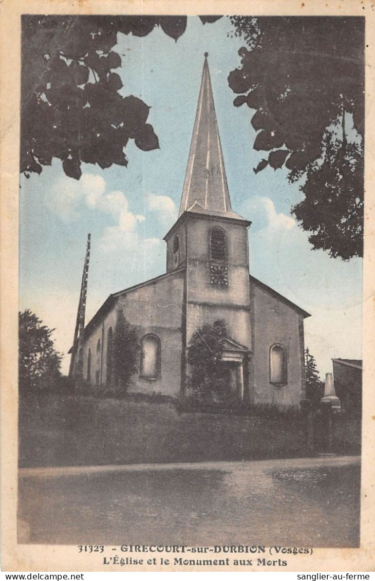 CPA 88 GIRECOURT SUR DURBION / L'EGLISE ET LE MONUMENT AUX MORTS - Autres & Non Classés