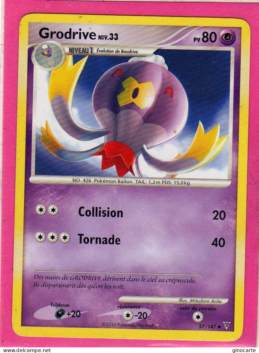 Carte Pokemon Francaise 2010 Platine Vainqueur Suppreme 57/147 Grodrive 80pv Neuve - Platine