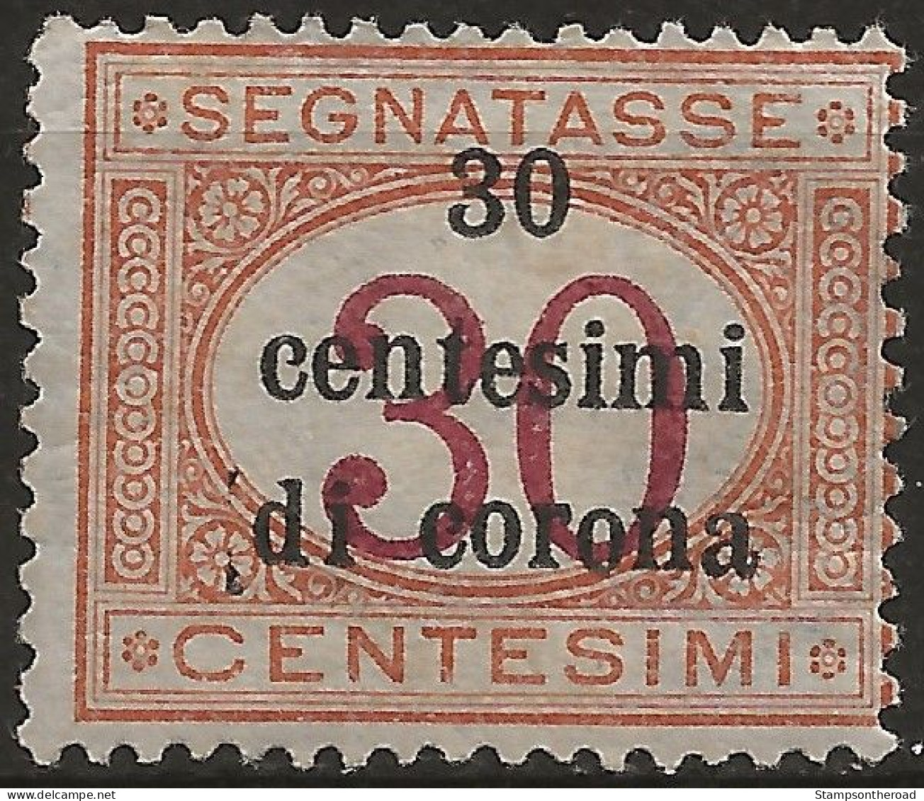 TRTTSx4L,1919 Terre Redente - Trento E Trieste, Sassone Nr. 4, Segnatasse Nuovo Con Traccia Di Linguella */ - Trentin & Trieste