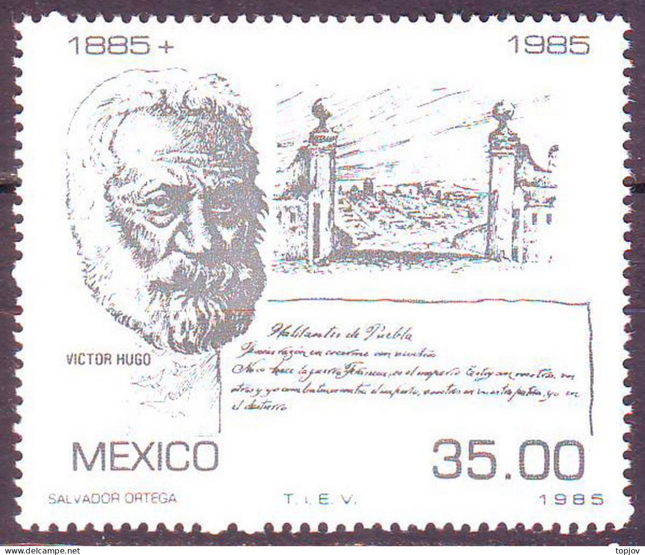 MEXICO - VICTOR HUGO - **MNH - 1985 - Schrijvers