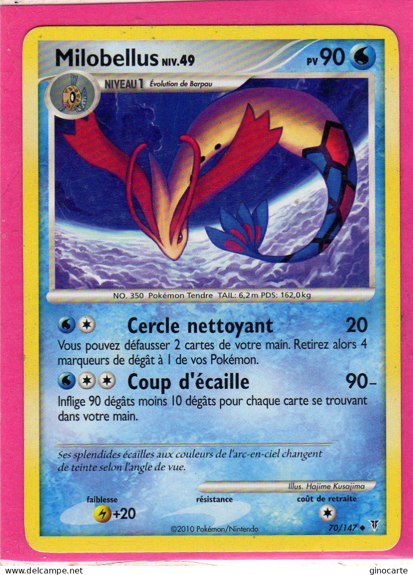 Carte Pokemon Francaise 2010 Platine Vainqueur Suppreme 70/147 Milobellus 90pv Bon Etat - Platine