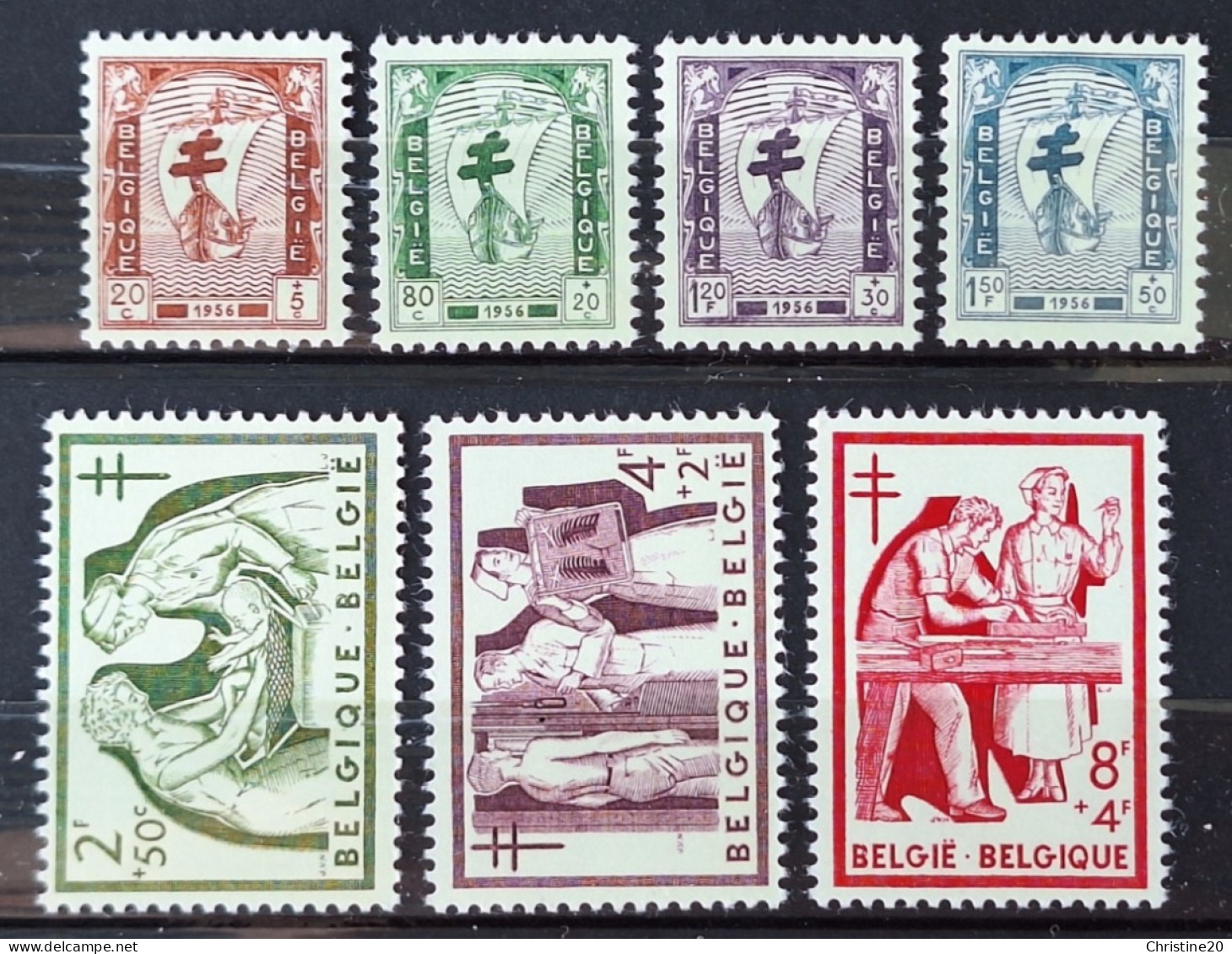 Belgique 1956 N°998/1004   ** TB Cote 33€ - Neufs