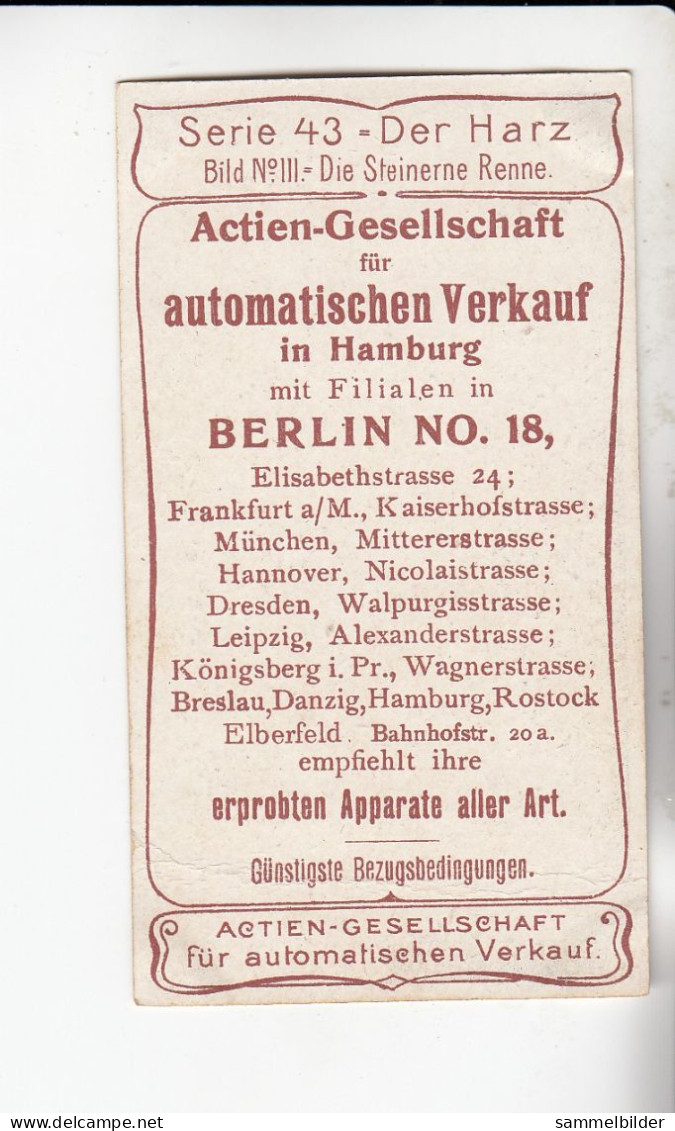 Actien Gesellschaft  Der Harz Die Steinere Renne     Serie  43 #3 Von 1900 - Stollwerck