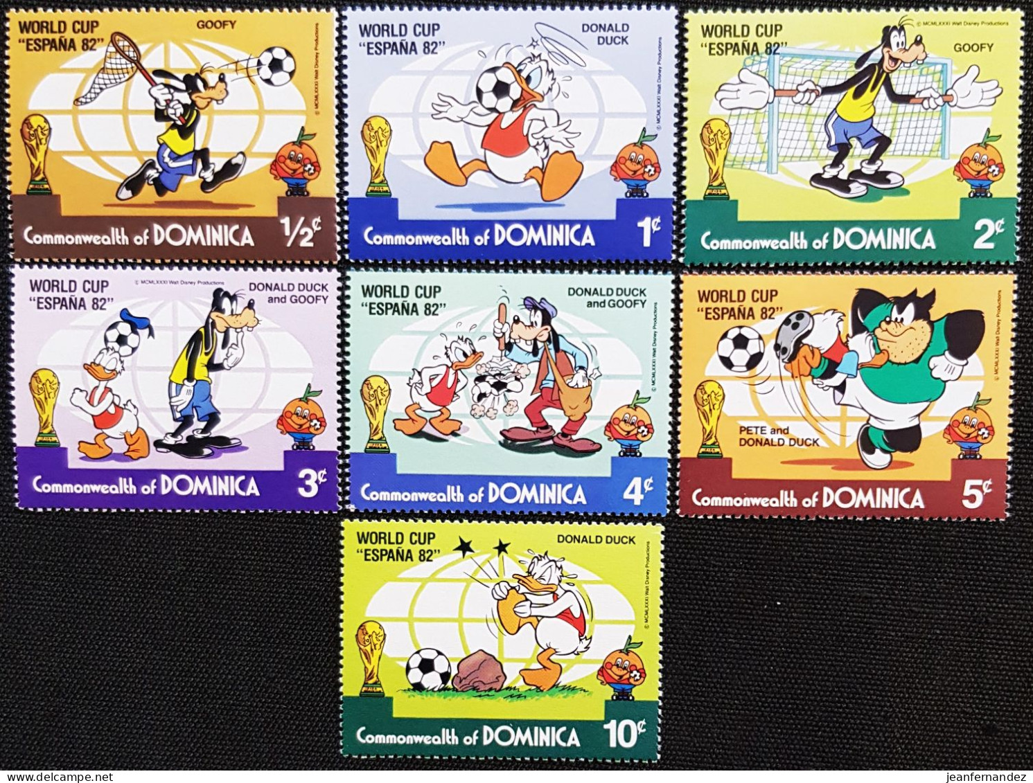 Dominique 1982 Football World Cup - Spain - Walt Disney Cartoon Characters   Stampworld N° 763 à 769 - Dominica (1978-...)