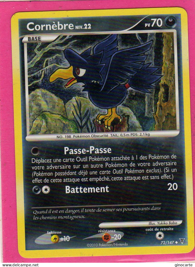 Carte Pokemon Francaise 2010 Platine Vainqueur Suppreme 72/147 Cornebre 70pv Neuve - Platine