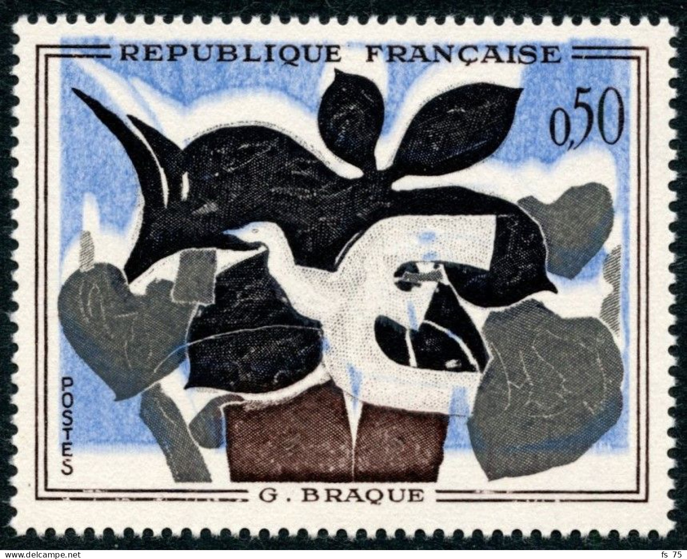 FRANCE - N°1319 0F50 GEORGES BRAQUE - COULEURS TRES DECALEES - NEUF SANS CHARNIERE - Ungebraucht