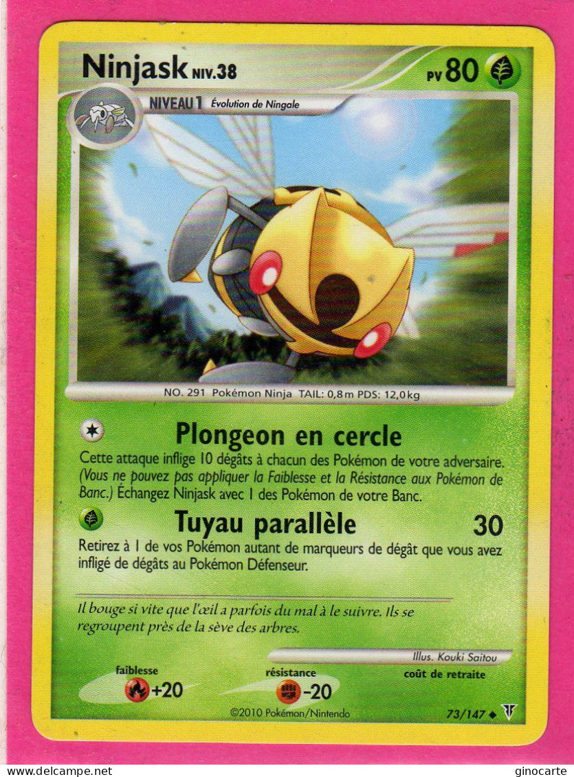 Carte Pokemon Francaise 2010 Platine Vainqueur Suppreme 73/147 Ninjask 80pv Bon Etat - Platine