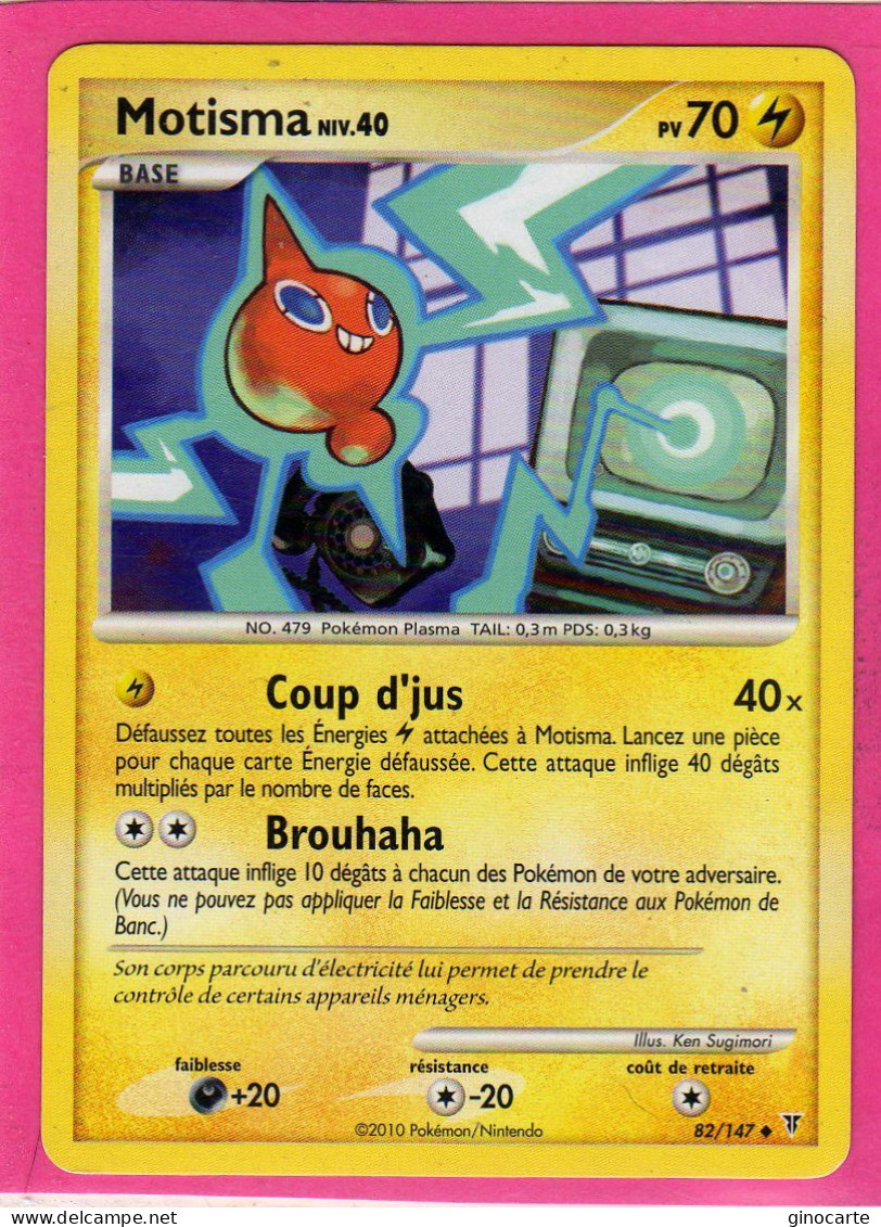 Carte Pokemon Francaise 2010 Platine Vainqueur Suppreme 82/147 Motisma 70pv Bon Etat - Platino