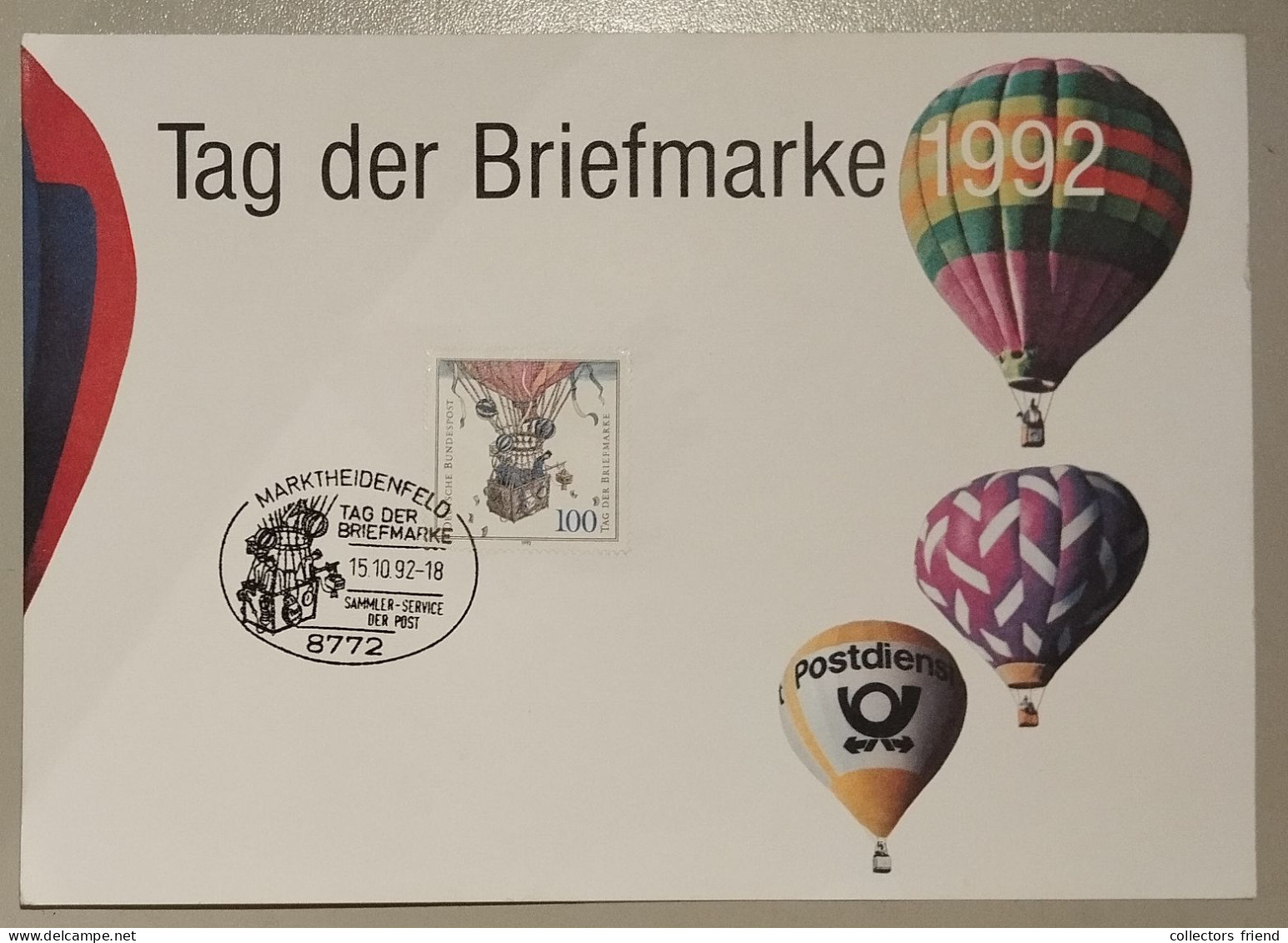 Germany - 1992 - Maximum Card - Tag Der Briefmarke - First Day Issue - Airships