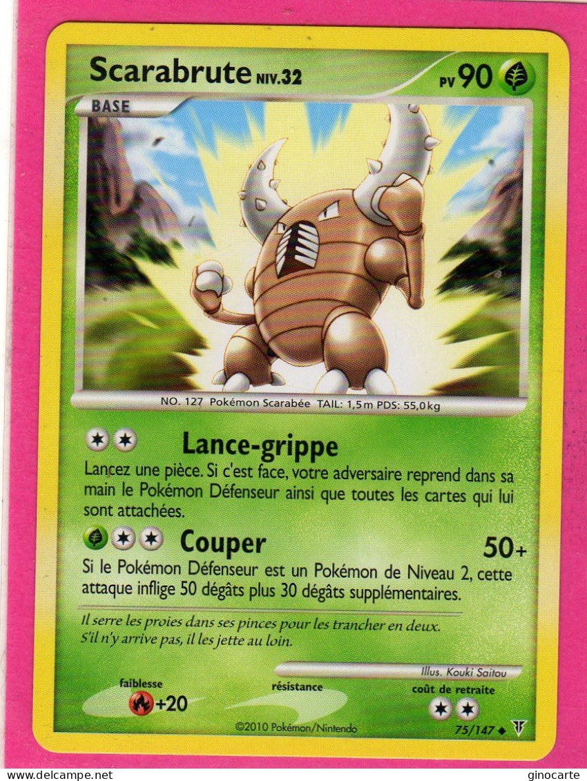 Carte Pokemon Francaise 2010 Platine Vainqueur Suppreme 75/147 Scarabrute 90pv Neuve - Platin