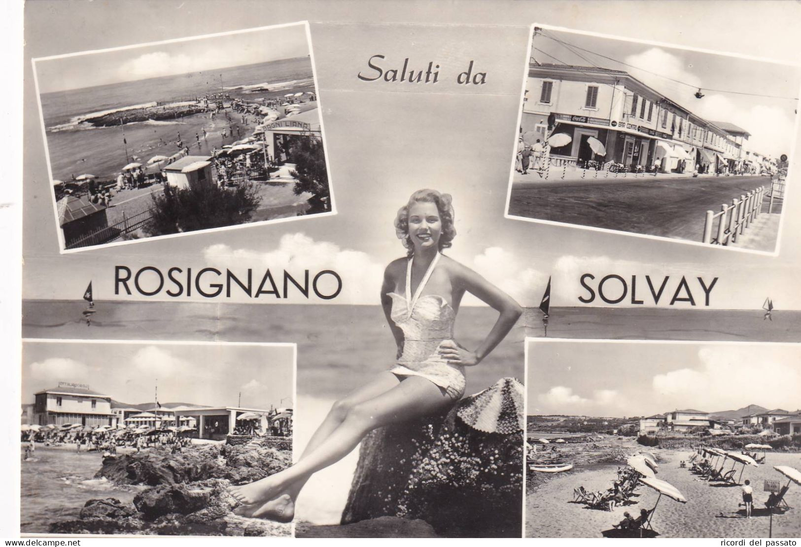 Cartolina Rosignano Solvay ( Livorno ) Saluti Con Vedutine - Livorno