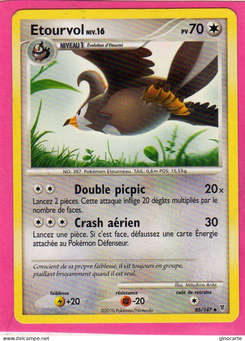 Carte Pokemon Francaise 2010 Platine Vainqueur Suppreme 85/147 Etourvol 70pv Bon Etat - Platine