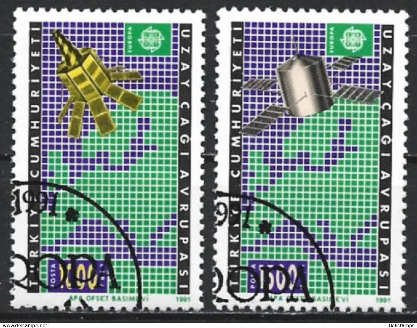 Yugoslavia 1991. Scott #2502-3 (U) Europa, Telecommunications, Satellites  *Complete Set* - Oblitérés