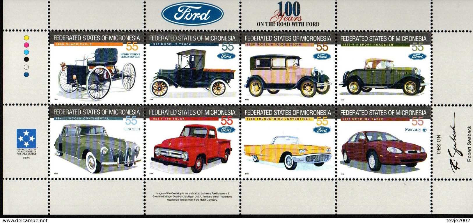 Mikronesien 1996 - Mi.Nr. 501 - 508 Kleinbogen - Postfrisch MNH - Autos Cars Oldtimer Ford - Cars