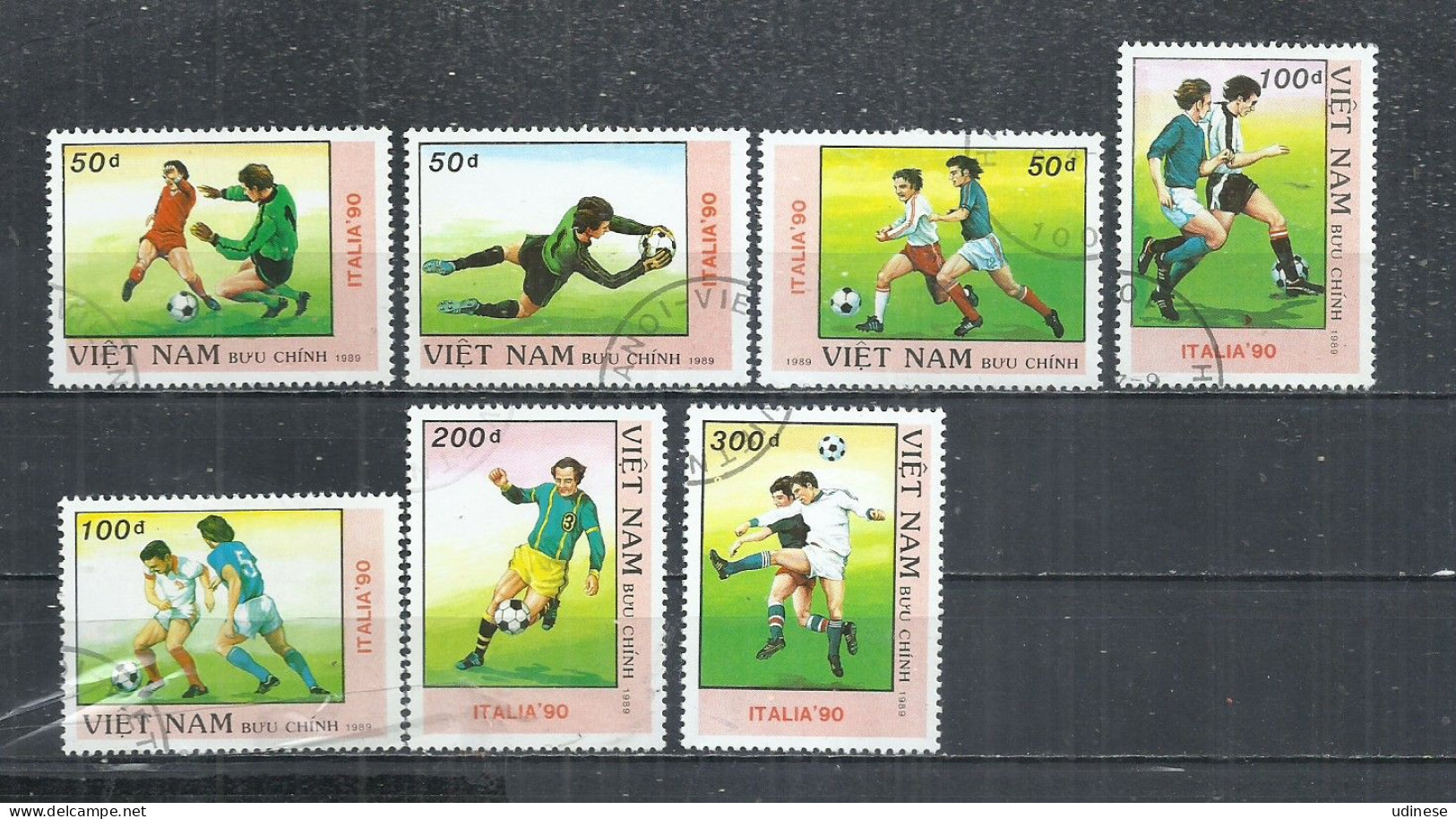 VIETNAM 1989 - WFOOTBALL WORLD CHAMPIONSHIP - CPL. SET - USED OBLITERE GESTEMPELT USADO - 1990 – Italien