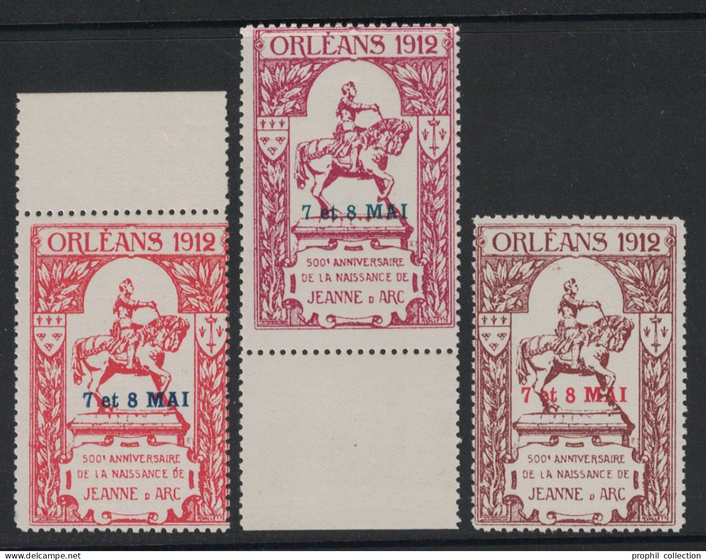 LOT De 3 VIGNETTES NEUF ** LUXE (PAS COURANT DANS CETTE QUALITÉ) " ORLÉANS 1912 / 500e ANNIVERSAIRE DE JEANNE D'ARC " - Philatelic Fairs