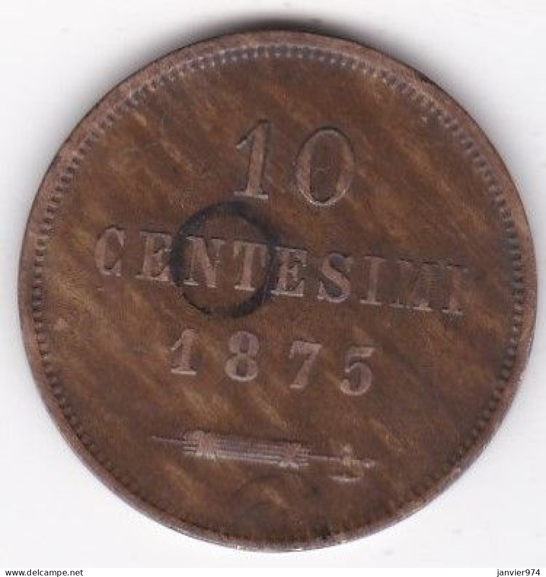San Marino 10 Centesimi 1875 , En Bronze , KM# 13 - Saint-Marin