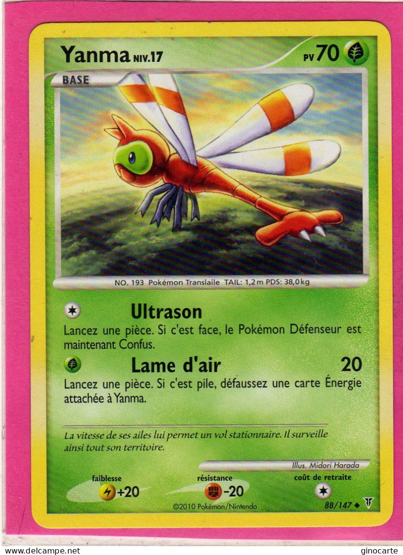 Carte Pokemon Francaise 2010 Platine Vainqueur Suppreme 88/147 Yanma 70pv Neuve - Platine