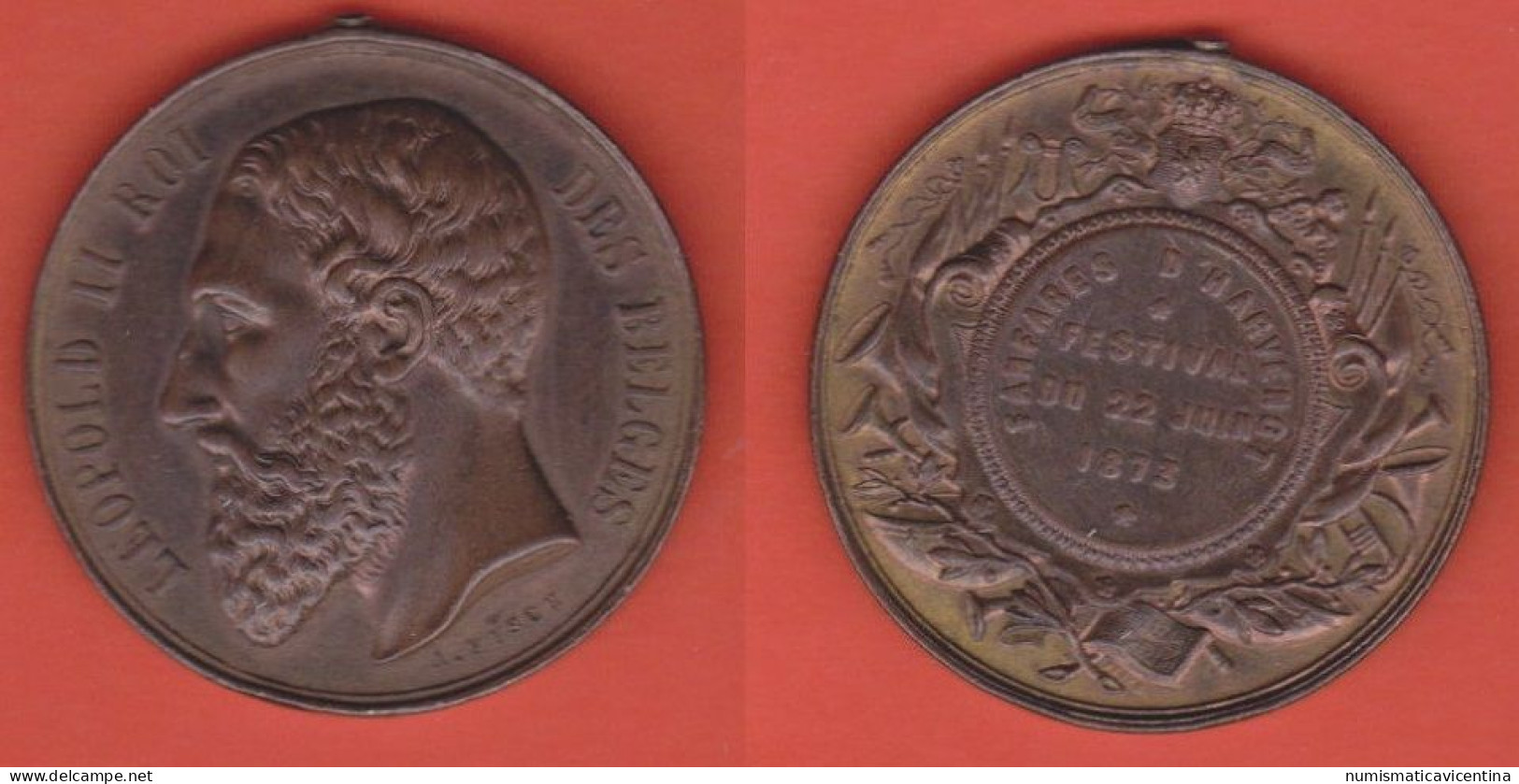 Belgique FESTIVAL 22 Juin 1873 Leopold II° Médaille Bronze - Royal / Of Nobility