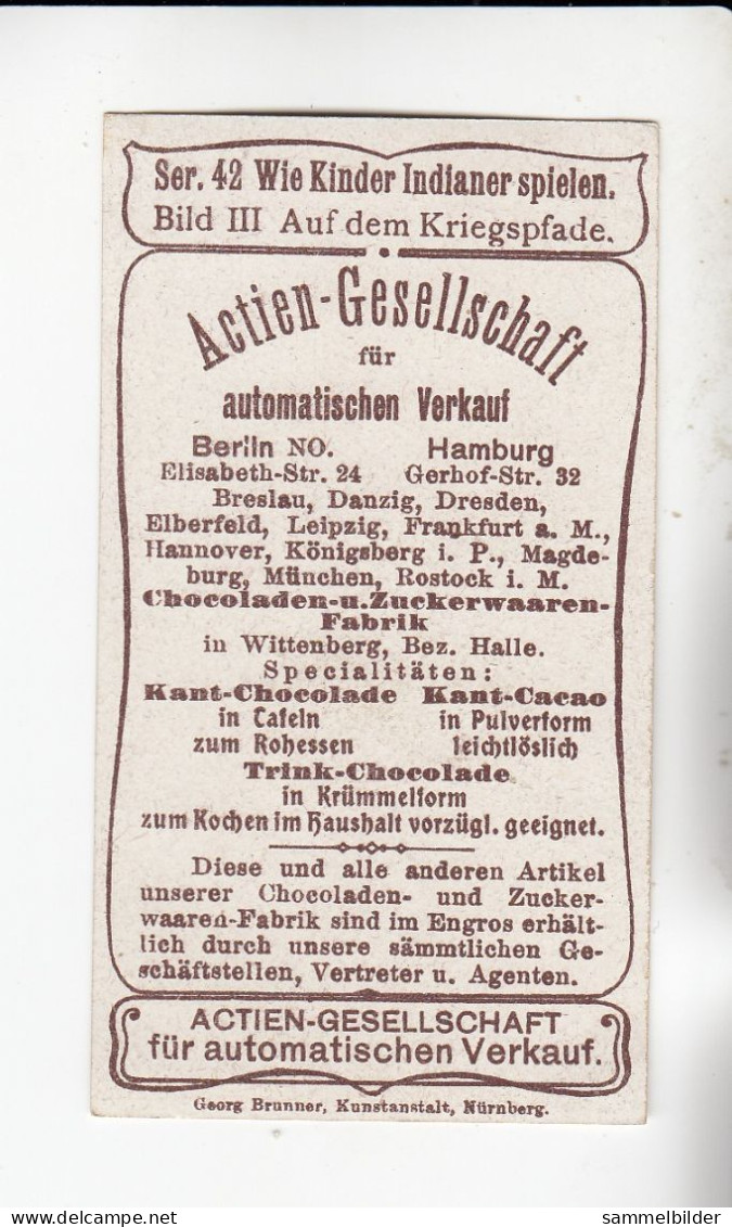 Actien Gesellschaft  Wie Kinder Indianer Spielen Auf Dem Kriegspfade   Serie  42 #3  Von 1900 - Stollwerck