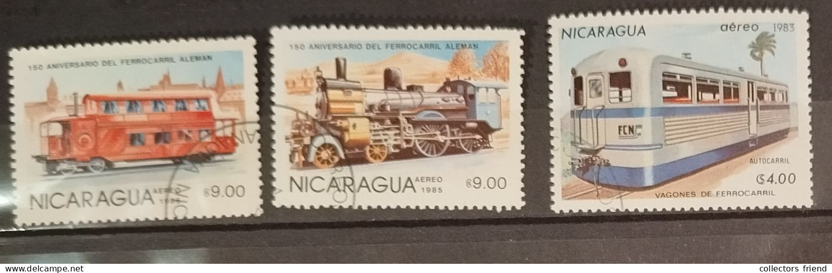 Nicaragua - 3 Stamps - Trains - 1983/1985/1986 - Used - Trains