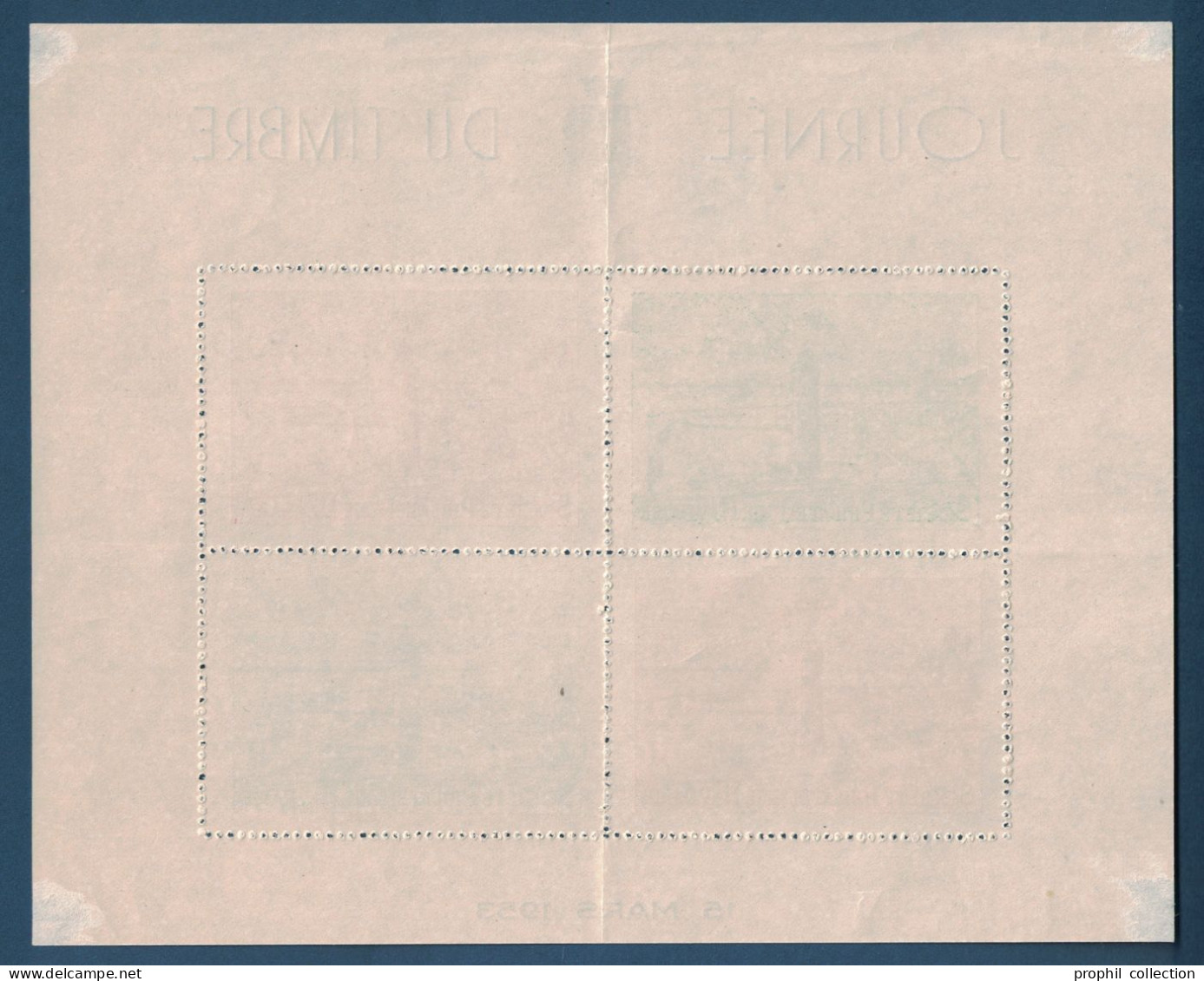 BLOC De 4 VIGNETTES SOCIÉTÉ PHILATÉLIQUE HAVRAISE ÉMIS POUR LA JOURNÉE DU TIMBRE 19 MARS 1953 - Philatelic Fairs