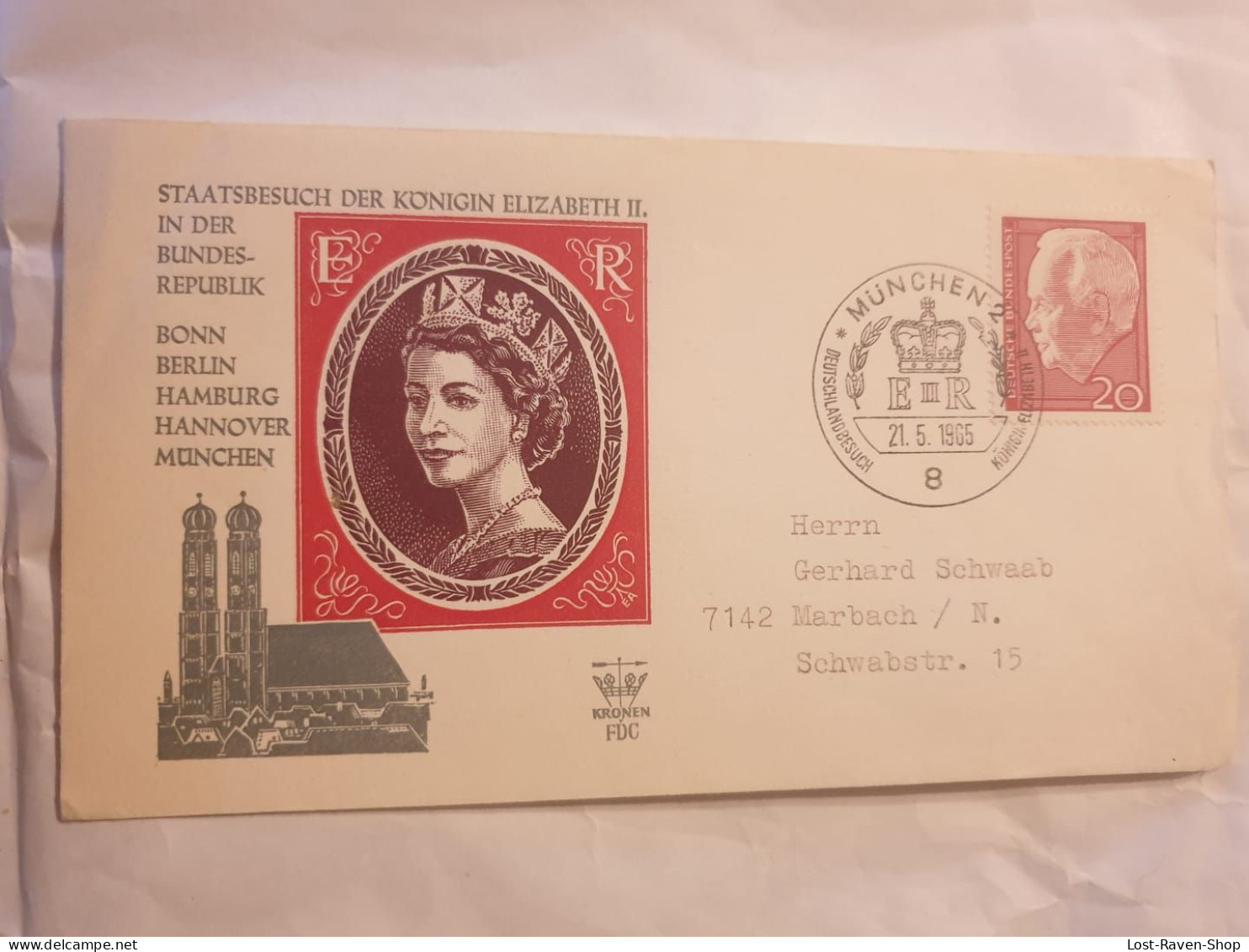 Staatsbesuch Der Königin Elizabeth 2 1965 - Enveloppes - Oblitérées