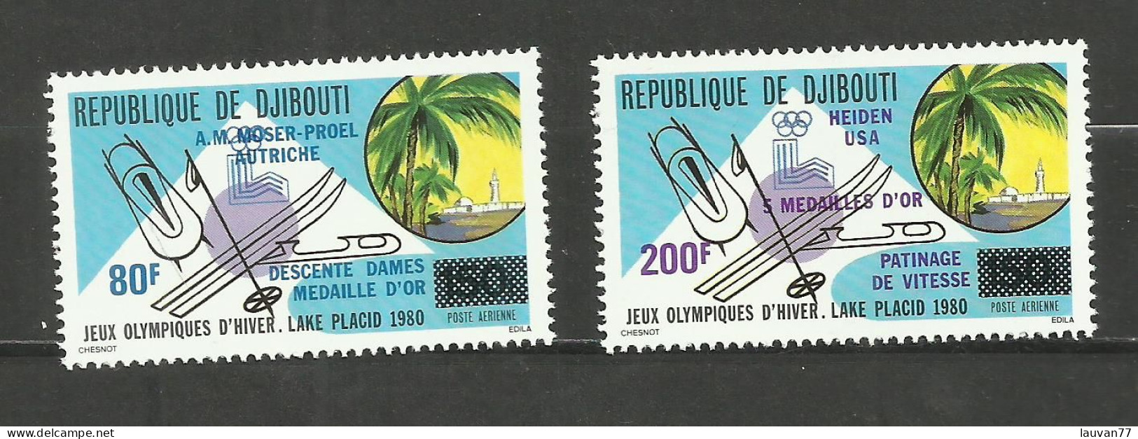 Djibouti POSTE AERIENNE N°141, 142 Neufs** Cote 5.70€ - Djibouti (1977-...)